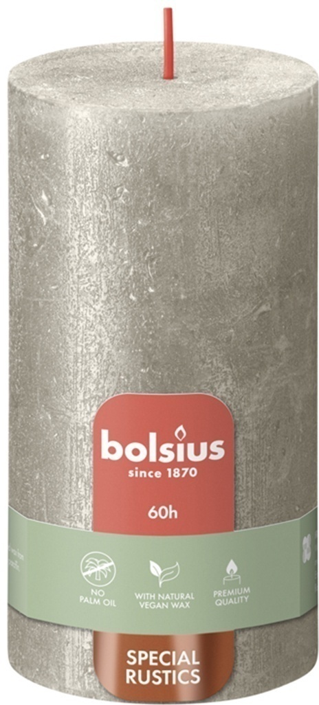 Свеча столбик Bolsius 130х68 мм шампань маталлик