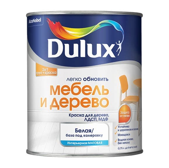 Краска Luxium Мебель и Дерево мат BW 0,75л Краска Luxium Мебель и Дерево мат BW 0,75л