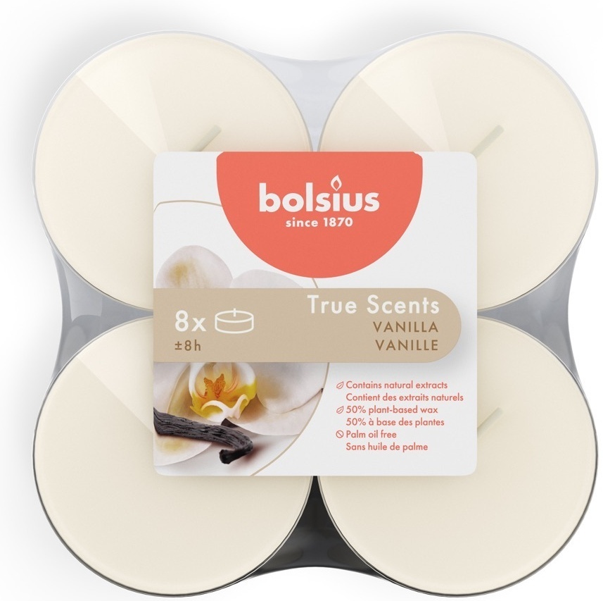 Набор свечей в гильзах Bolsius 8 шт 60 мм 8 ч.Ваниль