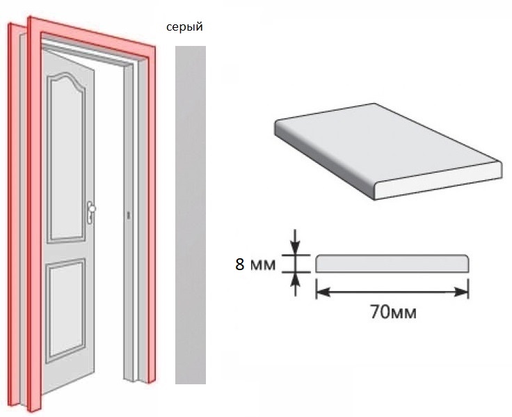 Наличник плоский (Серый) 8*70*2150 мм