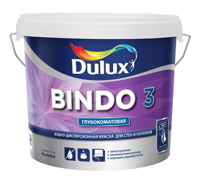 Краска Dulux Professional BINDO 3 глубокоматовая BC 4,5л Краска Dulux Professional BINDO 3 глубокоматовая BC 4,5л