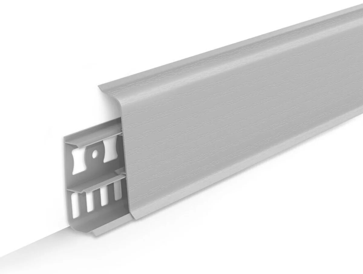 Плинтус напольный 70мм 2,2м "Деконика", 002 Светло-серый