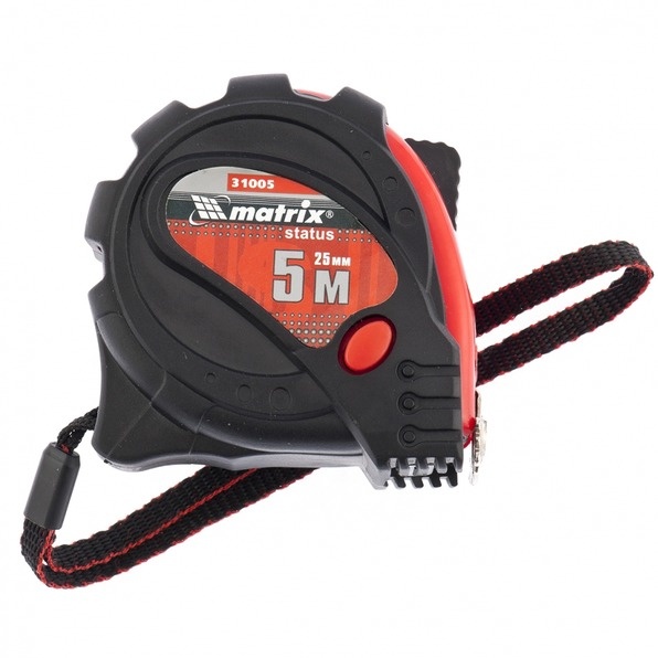 Рулетка Matrix Status magnet 3 fixations обрезиненный корпус зацеп с магнитом 5м х 25мм