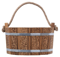 Ушат шайка Банные штучки, Цветочный орнамент с нержавеющей вставкой 9 л липа 33371