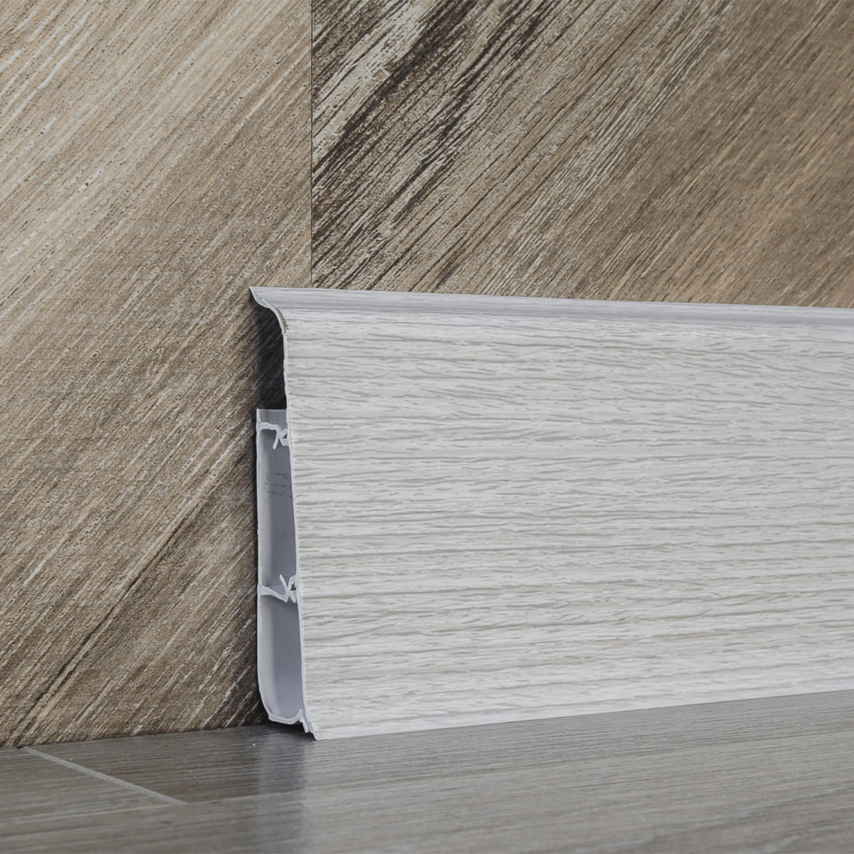 Плинтус напольный с кабель-каналами 70мм 2,2м "Деконика", 265 Клен патина