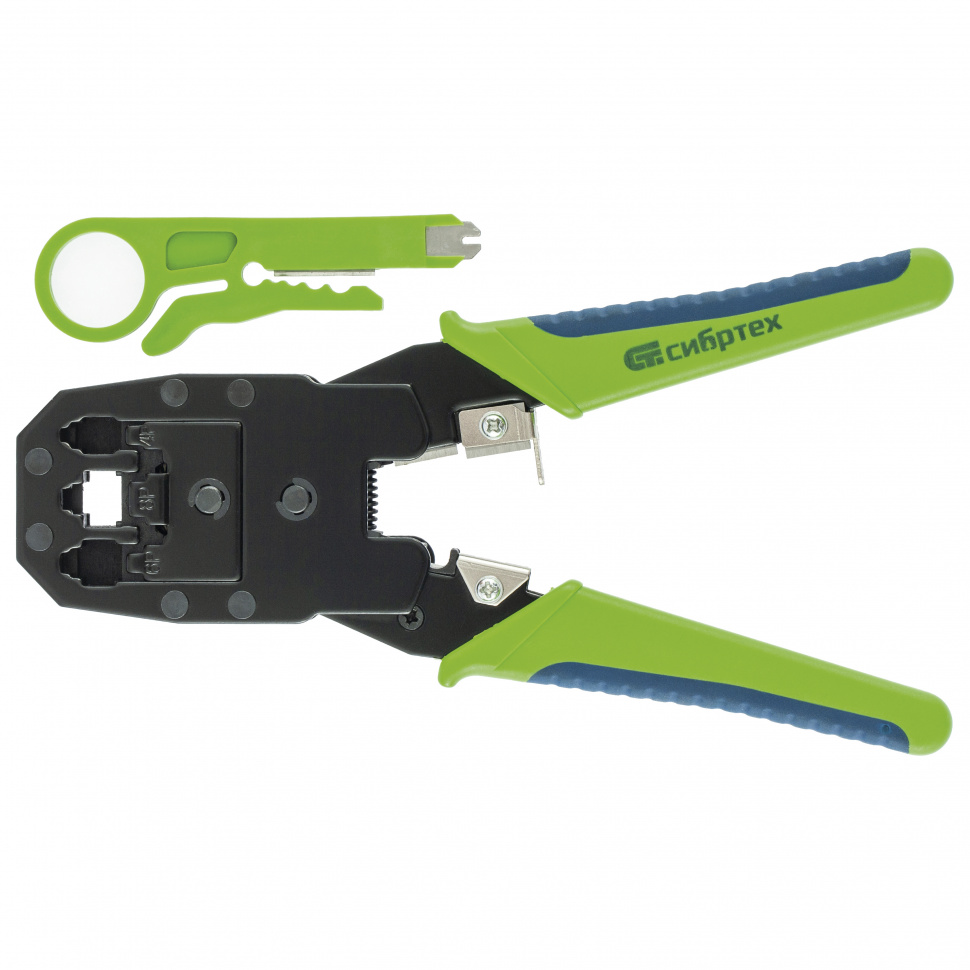 Клещи для обжима телефонных и компьютерных клемм 4P, 6P, 8P, функция обрезания проводов// Сибртех