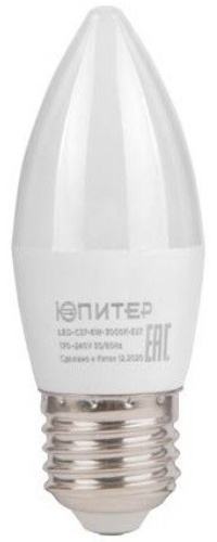 Лампа светодиодная C37 СВЕЧА 7,5 Вт 170-240В E27 3000К ЮПИТЕР ЛЮКС