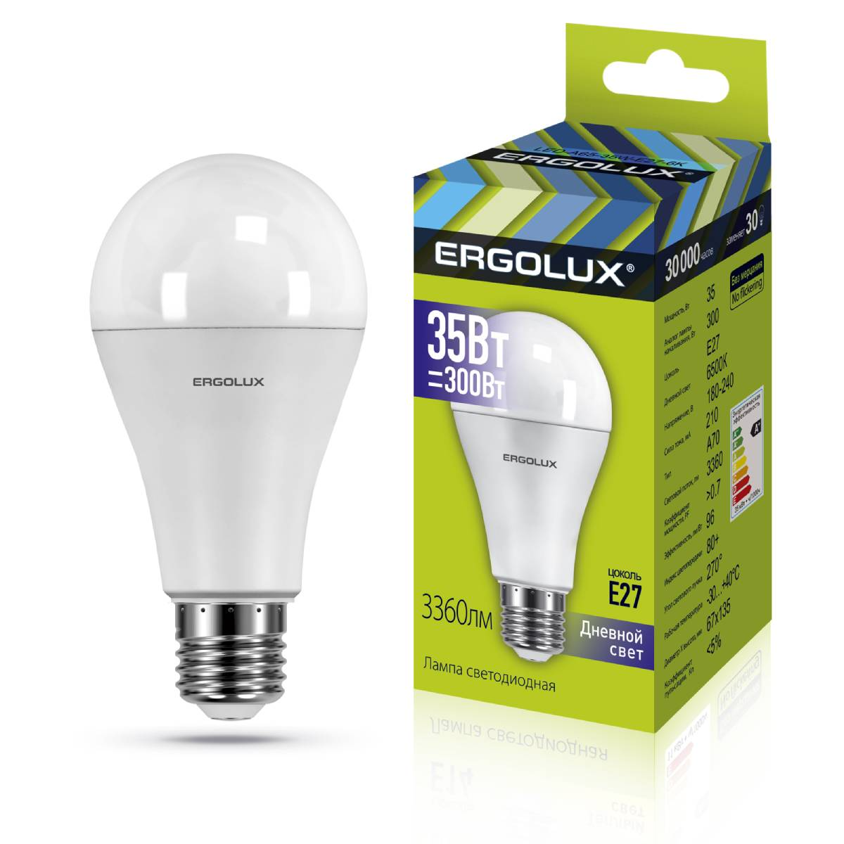 Лампа Ergolux LED-A70-35W-E27-6K (Эл.лампа светодиодная ЛОН 35Вт E27 6500K 180-240В) 14232
