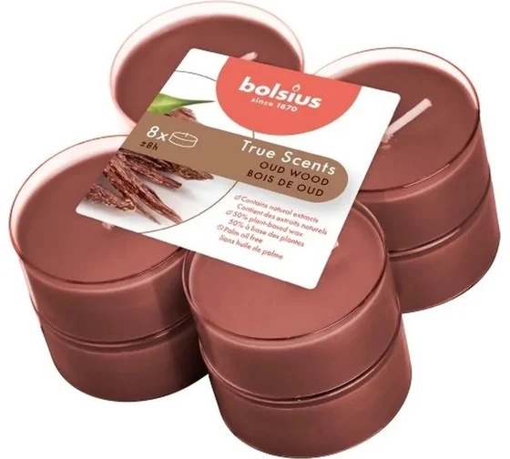 Набор свечей в гильзах Bolsius 8 шт 60 мм 8 ч.Агаровое дерево