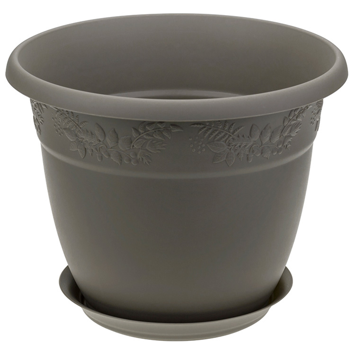 Кашпо IDEA РЯБИНА D400мм, 22л с поддоном французcкий серый