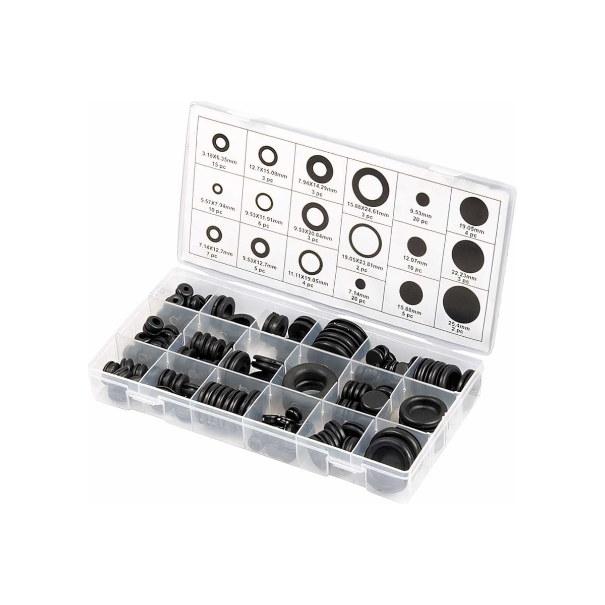 Набор сальников, D 6,35 - 25,4 мм, 125 предм.// Сибртех