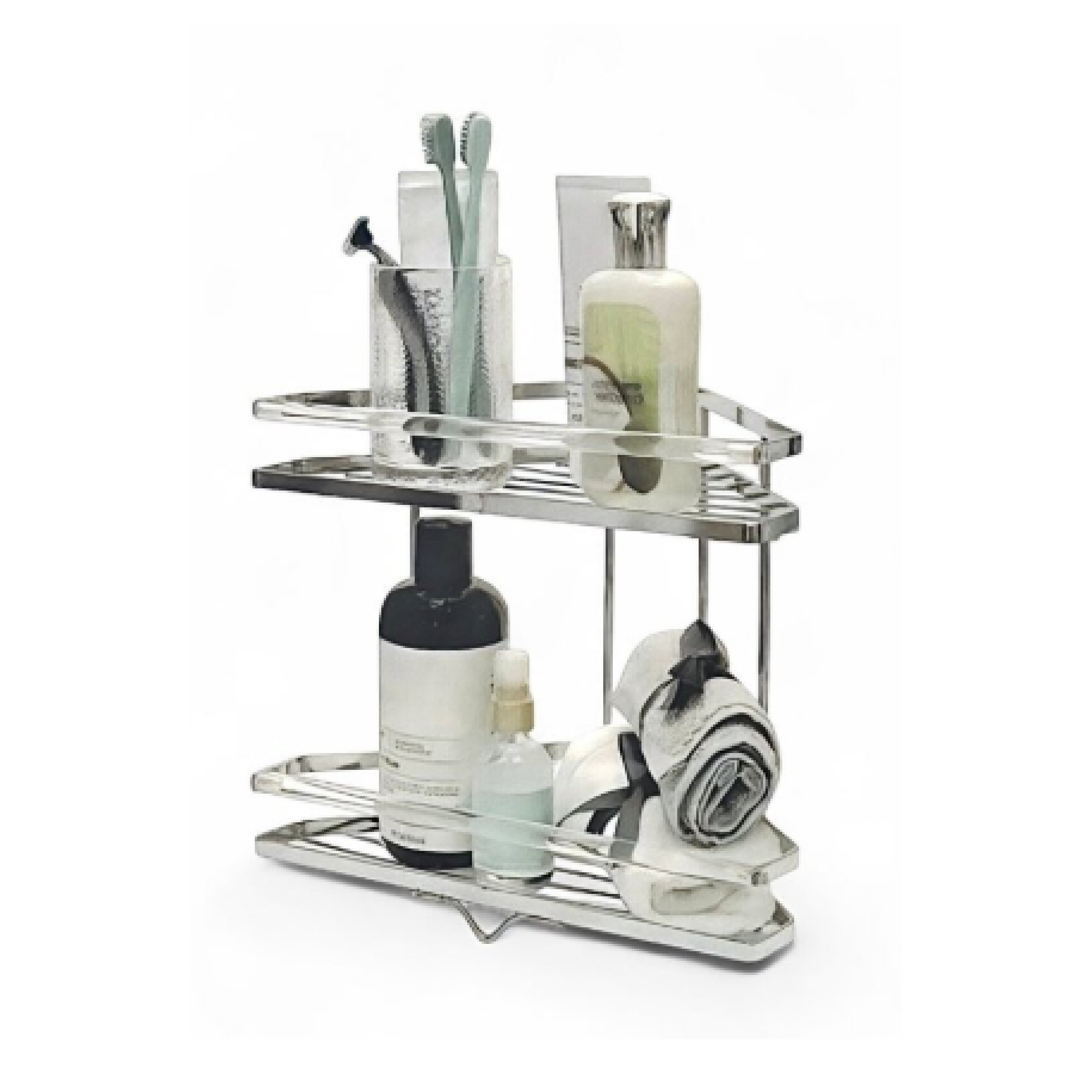 Полка для ванной комнаты DH настольная 2 яруса угловая 30х19х26,5 см ZYB087