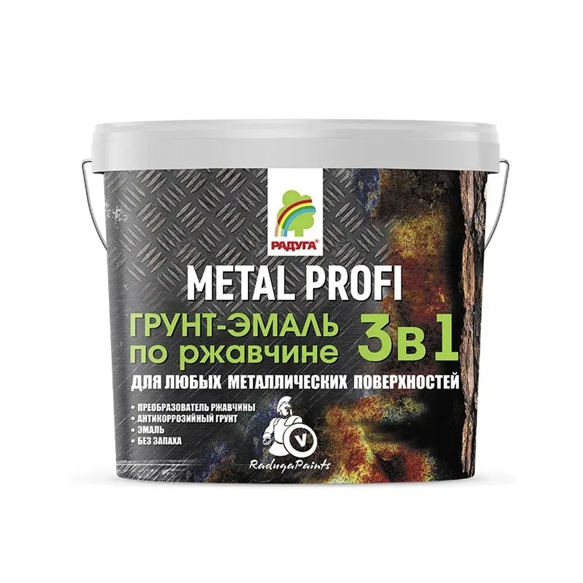 Грунт эмаль по ржавчине Metal profi 3 в 1 цвет серый 2,7 л