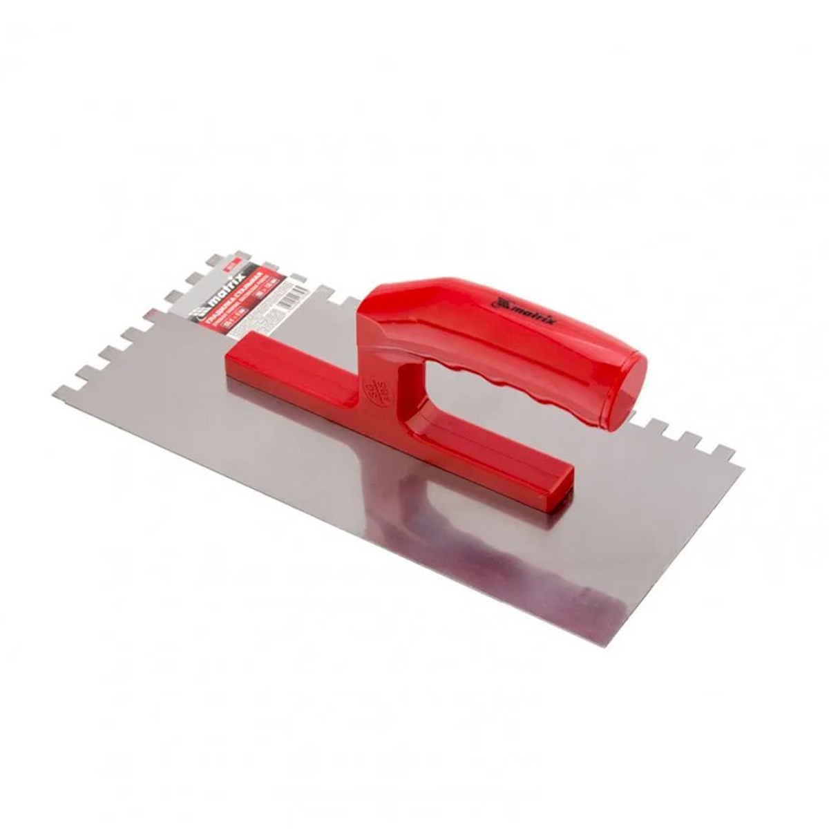 Гладилка стальная, 280 х 130 мм, зеркальная полировка, пластмас. ручка, зуб 10 х 10 мм// Matrix