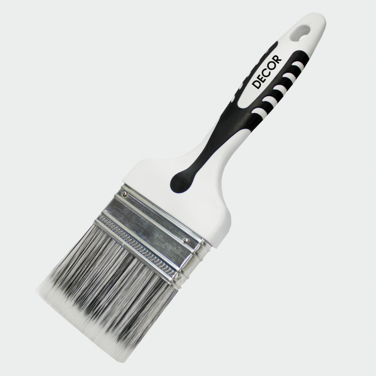 Кисть плоская "Black White универсальная" 50х15мм, PREMIUM серебристая щетина, 2К ручка (12шт) 860-0