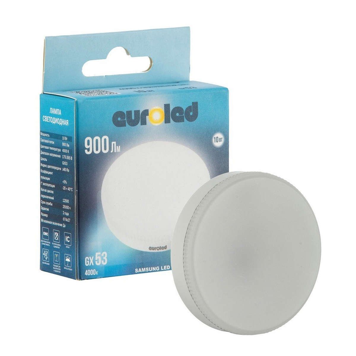 Лампа светодиодная Euroled GX53 12W 4000K матовая