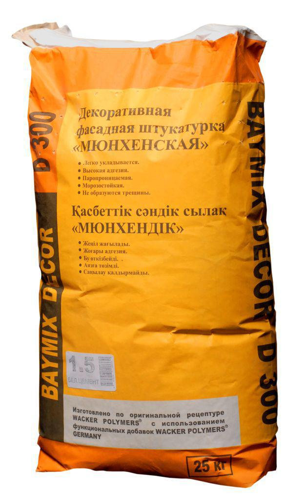 Штукатурка декоративная "Bauramix"фасадная "мюнхенская" фракция 1.5мм на белом цементе 25кг Штукатурка декоративная "Bauramix"фасадная "мюнхенская" фракция 1.5мм на белом цементе 25кг