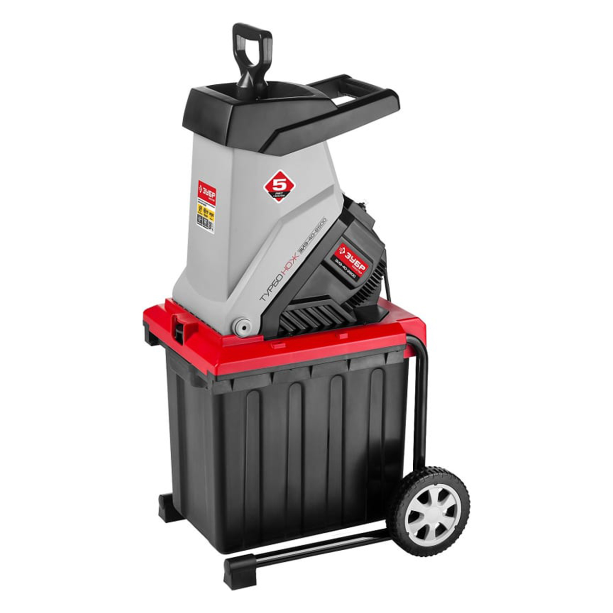 Измельчитель садовый электрический, ЗУБР ЗИЭ-40-2500, р/с 40 мм, контейнер 50 л, 2500 Вт