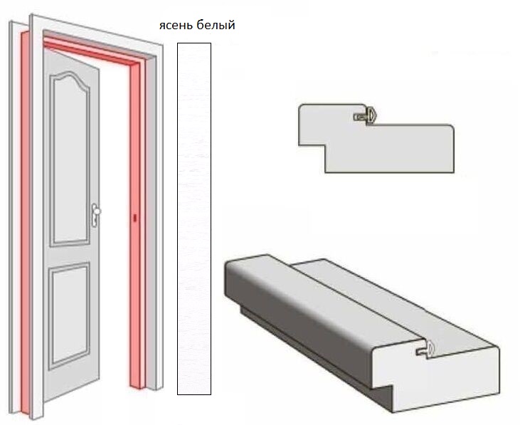 Короб МДФ ПВХ Ясень белый 26*70*2050 (44) с упл.