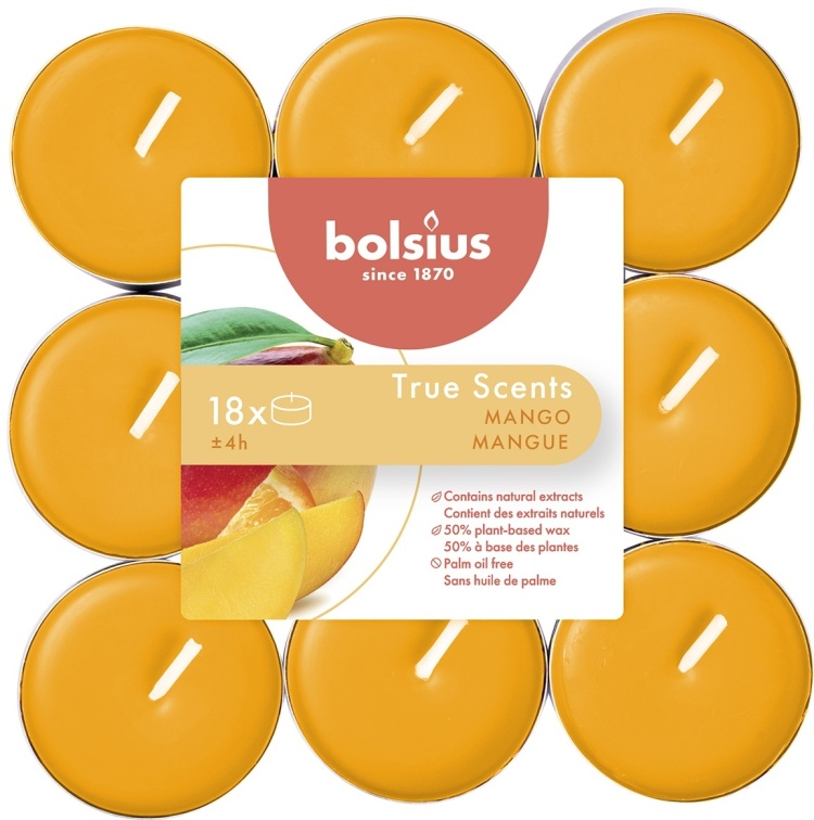 Набор чайных свечей Bolsius 18 шт 38 мм 4 ч.Манго