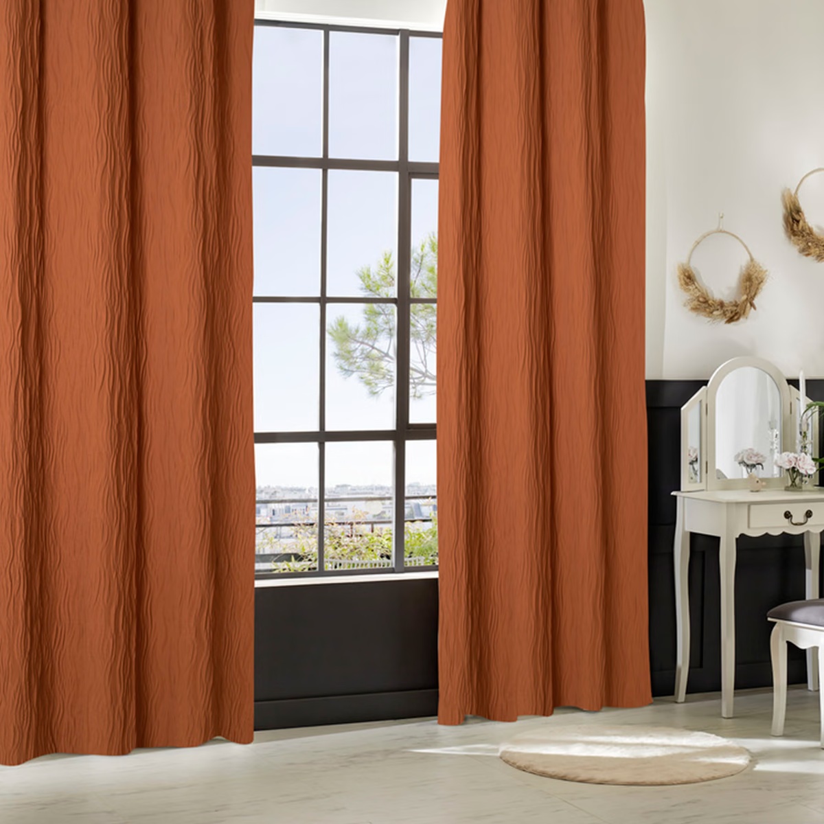 Штора портьерная Atmosphera Maëly 135х260 см терракотовый