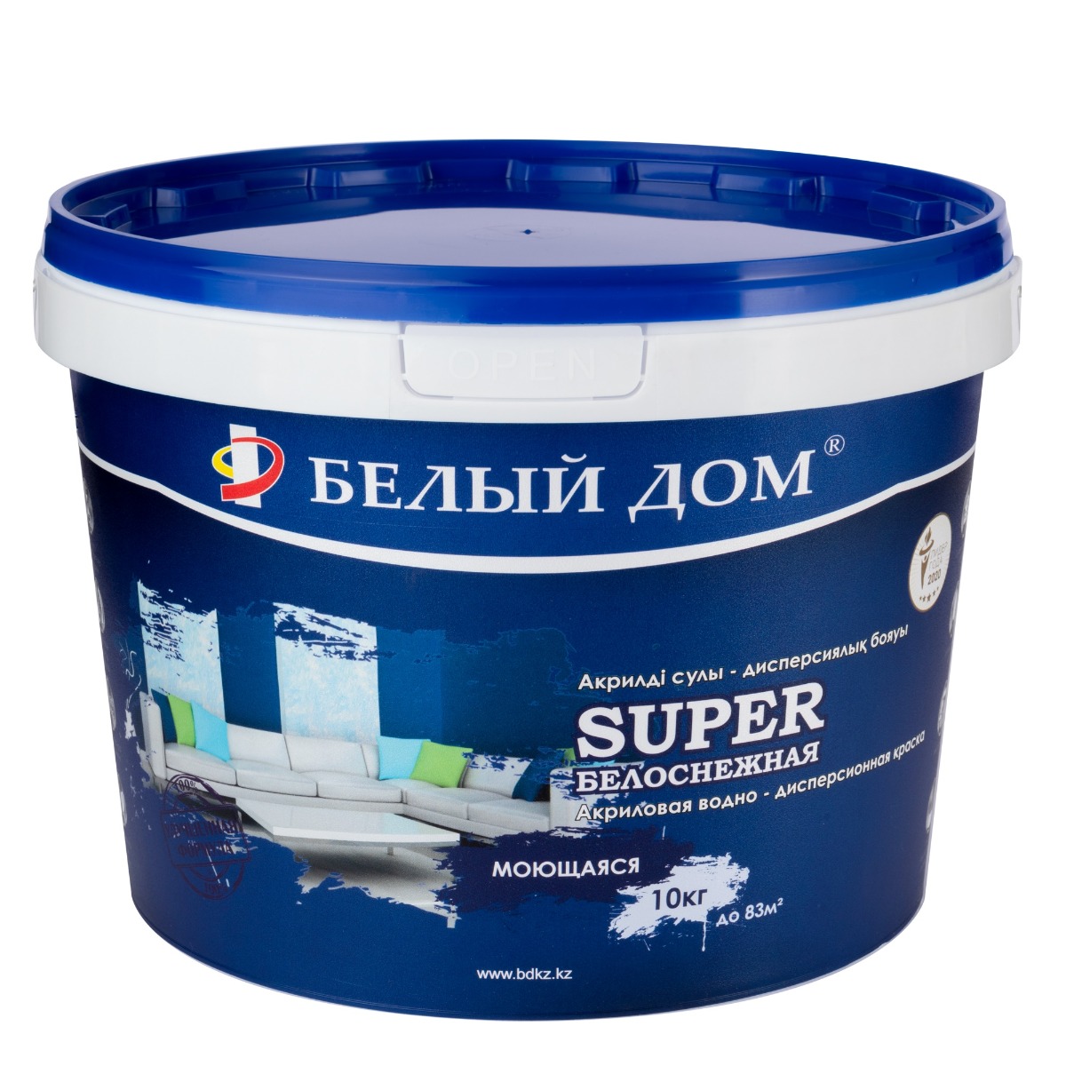 Краска акриловая моющаяся Белый Дом SUPER 10 кг Краска акриловая моющаяся Белый Дом SUPER 10 кг
