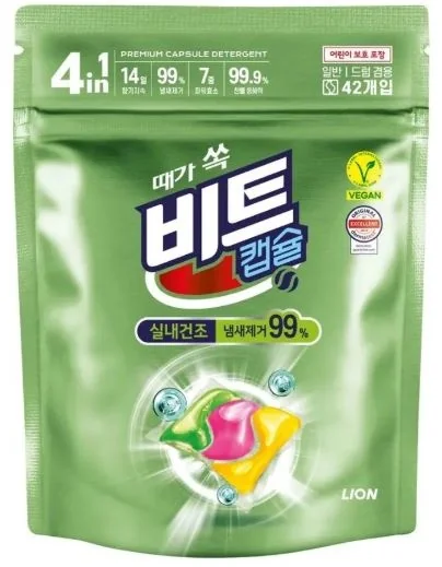 Капсулы для стирки LION Beat Capsule Detergent (indoor) 42шт