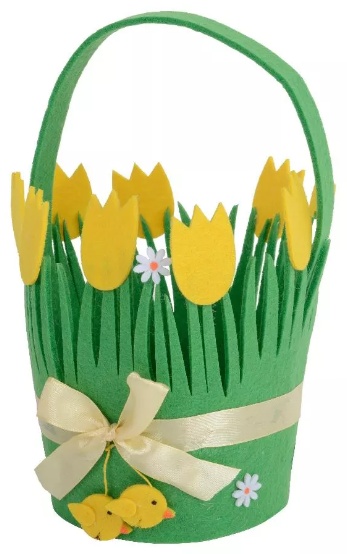 Корзинка с ручкой Easter in tulips 12х19 см фетр 871054
