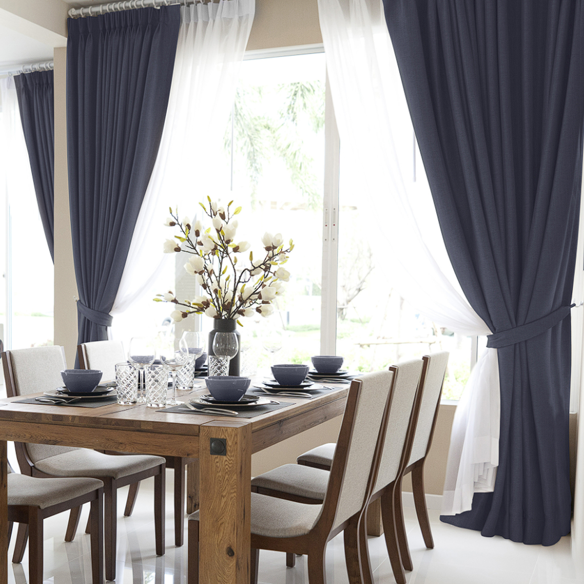 Комплект штор Волшебная Ночь 165х270 см индиго рогожка 721877