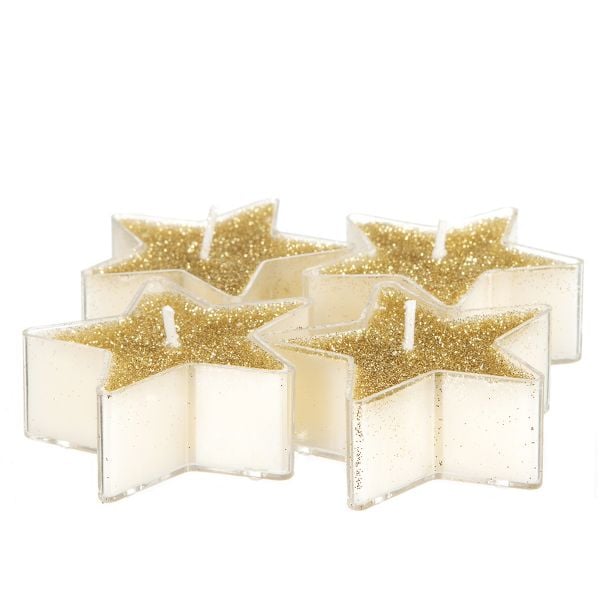 Набор чайных свечей Feeric Звездочки 4 шт золото 128451OR