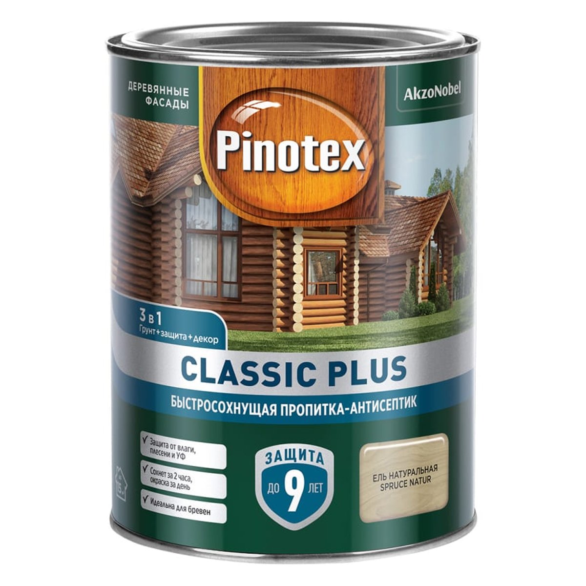 Пропитка-антисептик Pinotex Classic Plus 3 в 1 Ель натуральная 0,9л (новый)