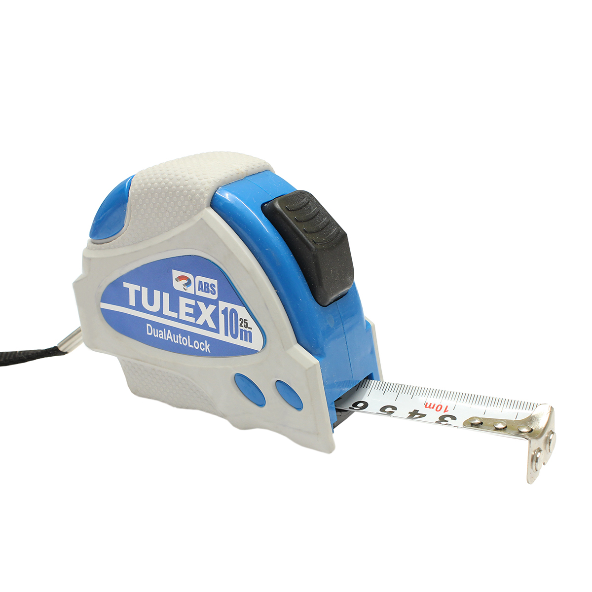 Рулетка"TULEX"7001110 DualAutoLock обрезиненный корпус,двойная автофиксация,магнитный зацеп,10м*25мм