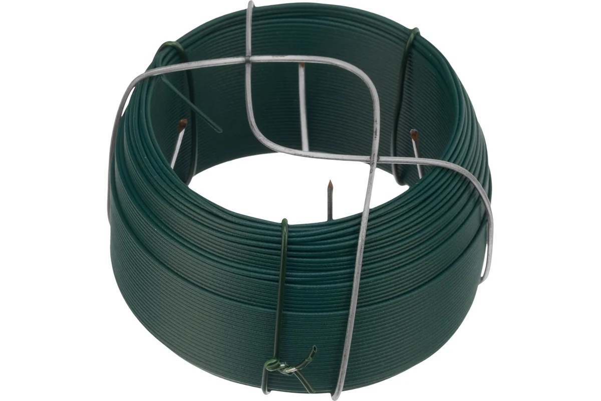 Проволока с ПВХ покрытием, зеленая 1,2 мм, длина 50 м// Сибртех