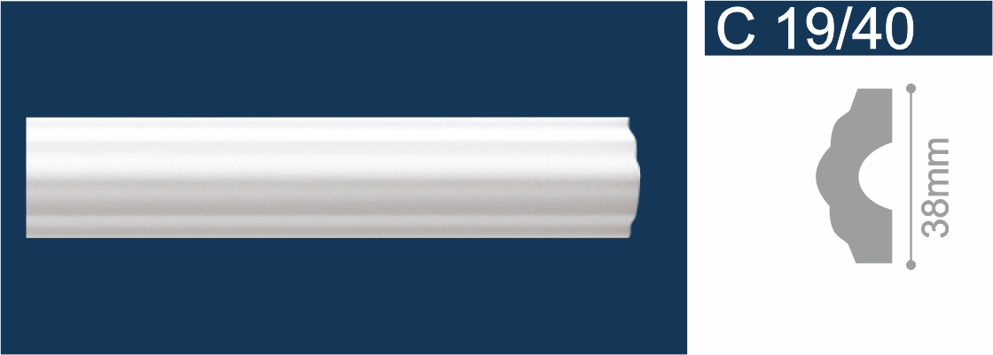 Плинтус потолочный СОЛИД  C 19/40  (38мм ) молдинг (120)