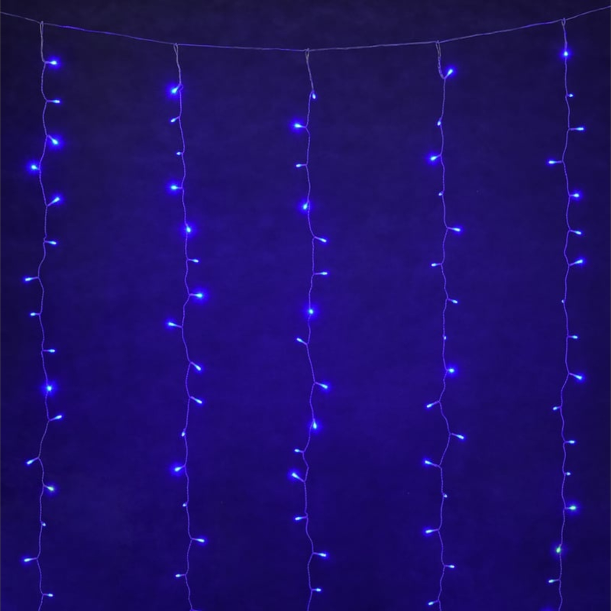 Электрогирлянда VEGAS Занавес 4,5V 96 синих LED ламп  6 нитей, 1,5х1,5 м, 8 режимов, с блоком питани