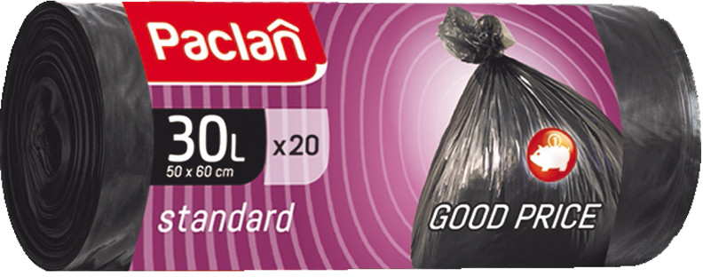 Paclan мешки для мусора Standart 30 л, 50х60 см, 20 шт, 8 мкм
