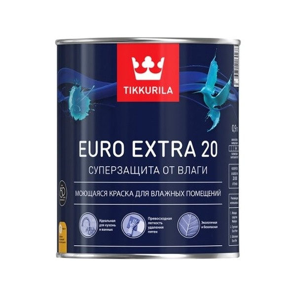 Краска для влажных помещений EURO EXTRA 20 С п/мат 0,9л