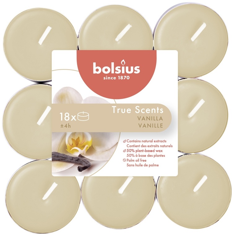 Набор свечей в гильзах Bolsius 18 шт Vanilla
