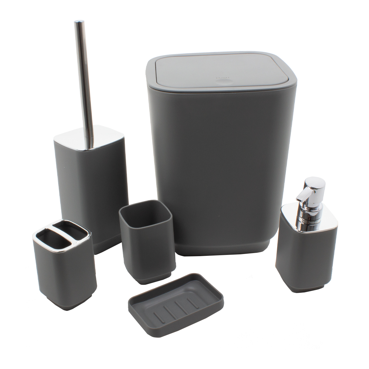 Набор для ванной комнаты Sanitary 6 предметов серый 7001 CN