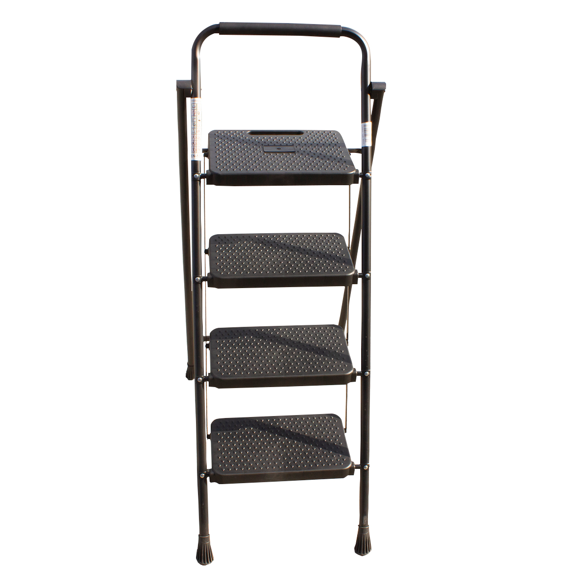 Стремянка металлическая 4 ступени с широкой ступенью PRC (черный) 109-4