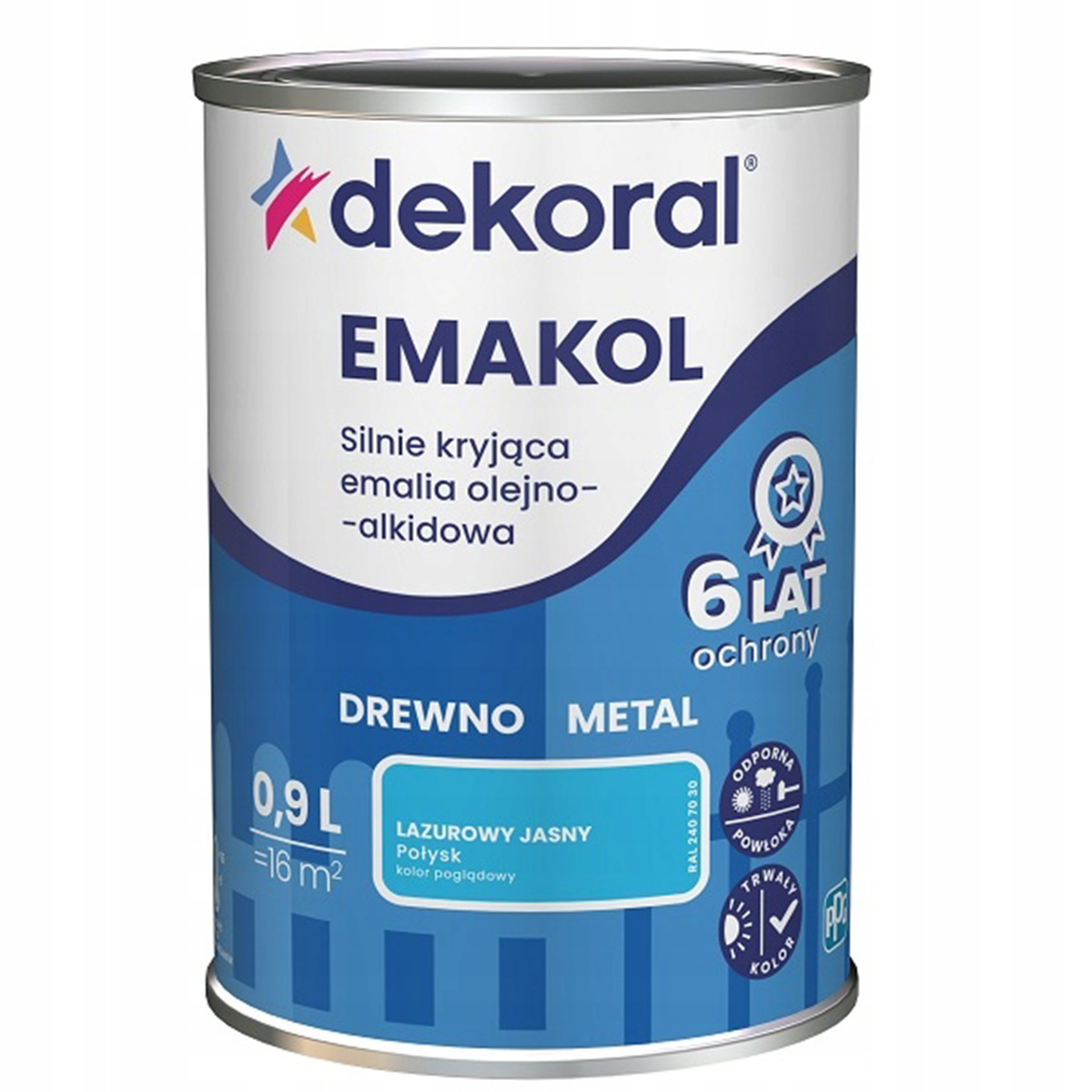 Dekoral Эмаль Emakol SB Trim  светло-лазурный  0,9л