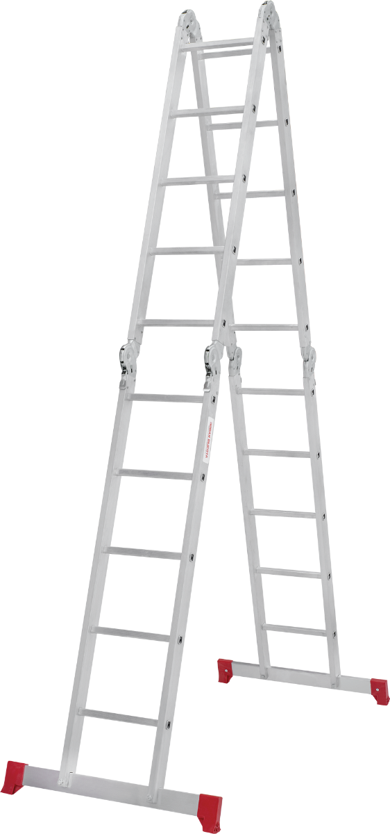 Четырехсекционная лестница-трансформер, стремянка, алюминиевая, шарнирная 4х5, нагрузка до 150 кг