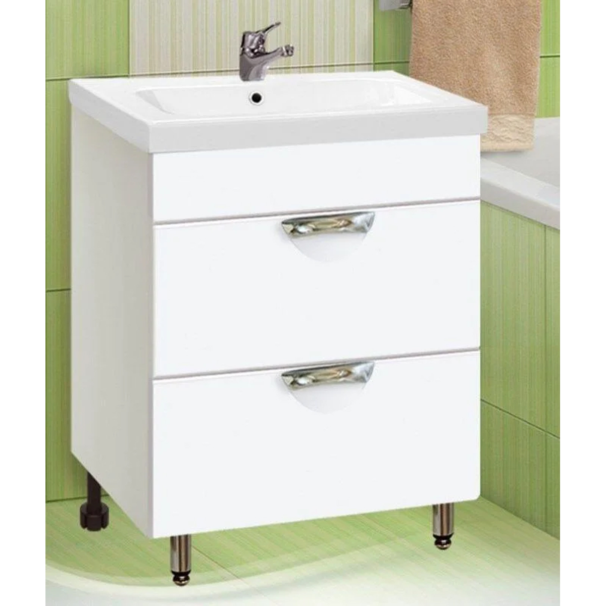 Тумба Nika 60, напольная, 2 ящика, белая