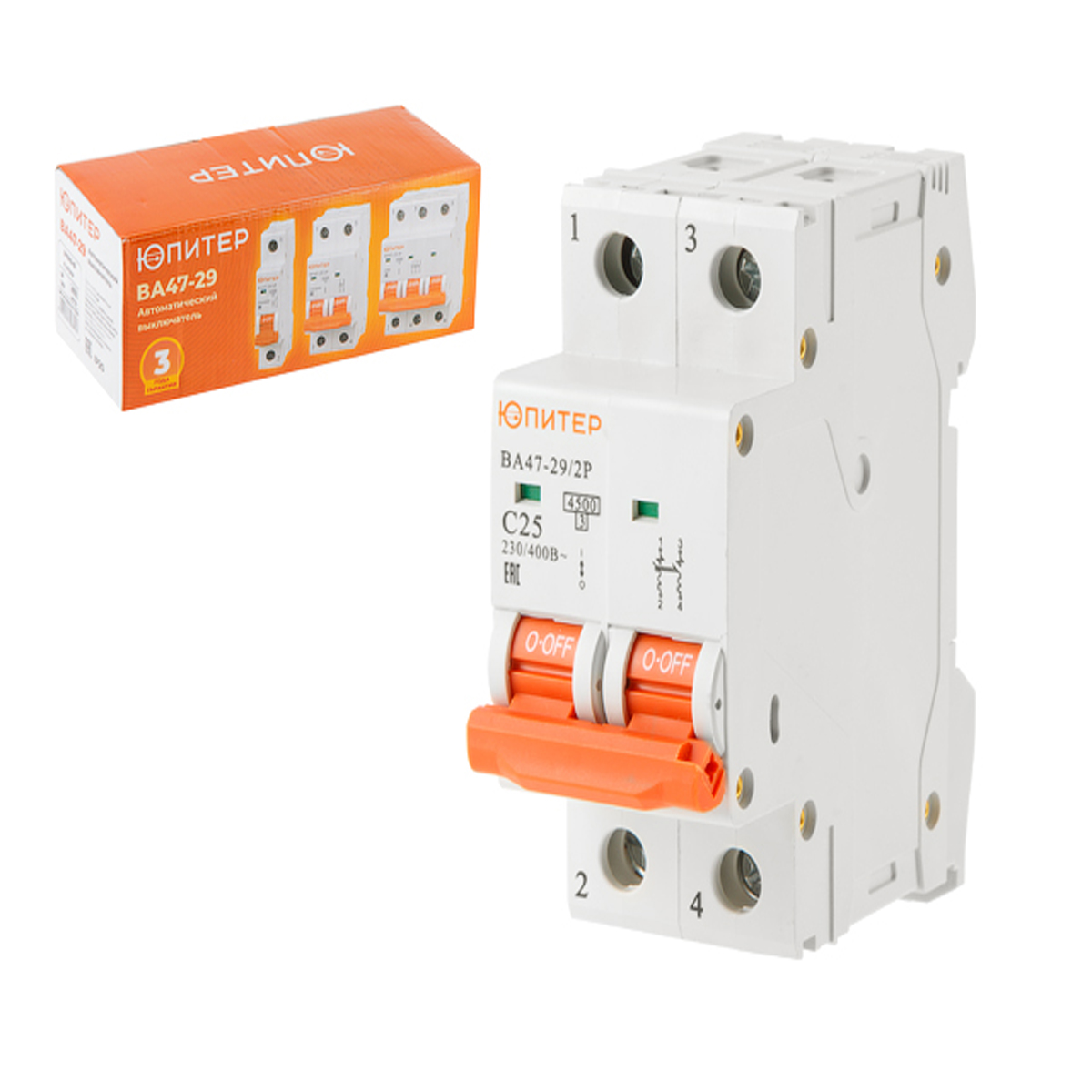 Автоматич. выключатель ВА47-29 2Р 20А 4,5кА х-ка С ЮПИТЕР