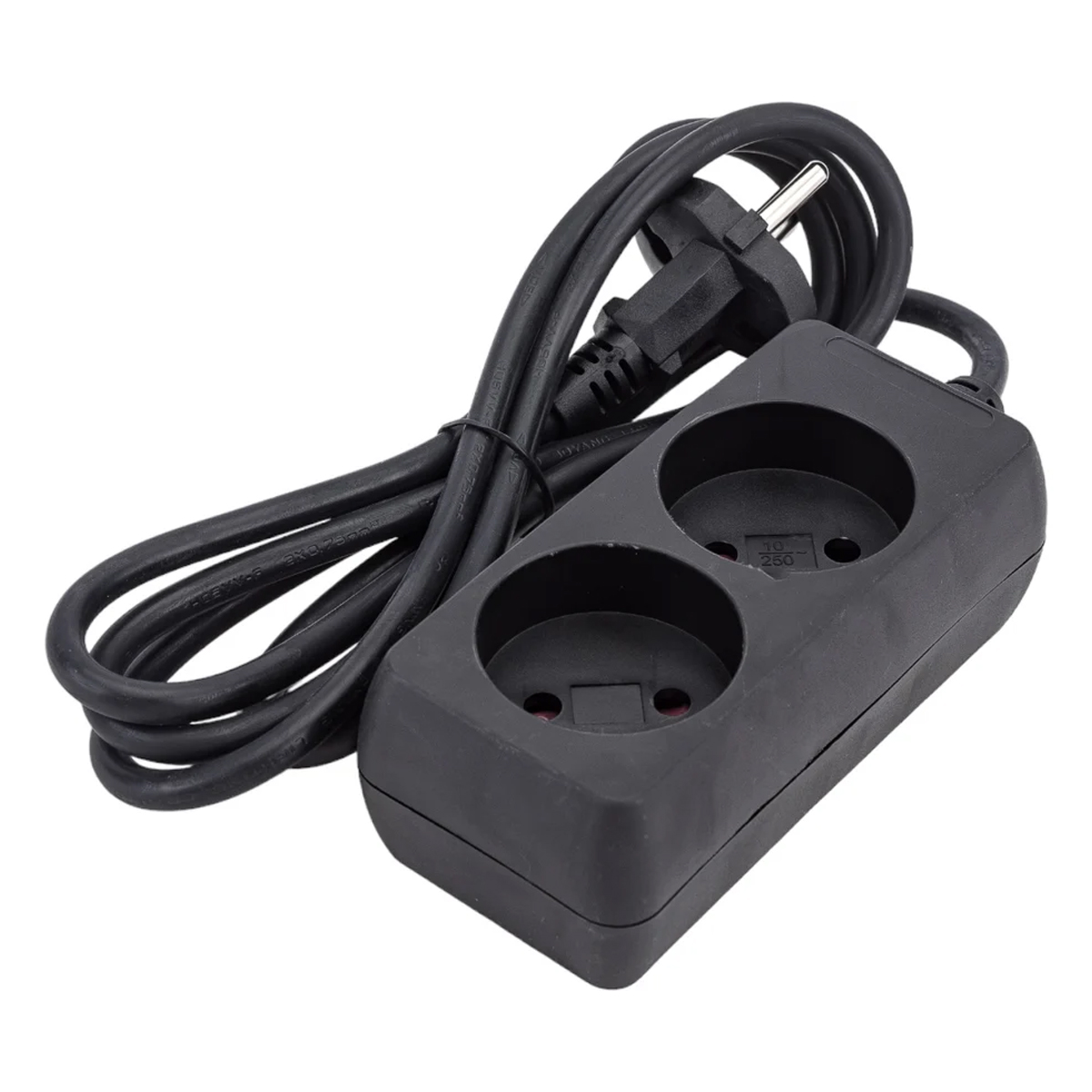 Удлинитель 1,5м (2 роз., 2,2кВт, б/з, ПВС 2х0,75) черный, Юпитер, арт.JP8101-28