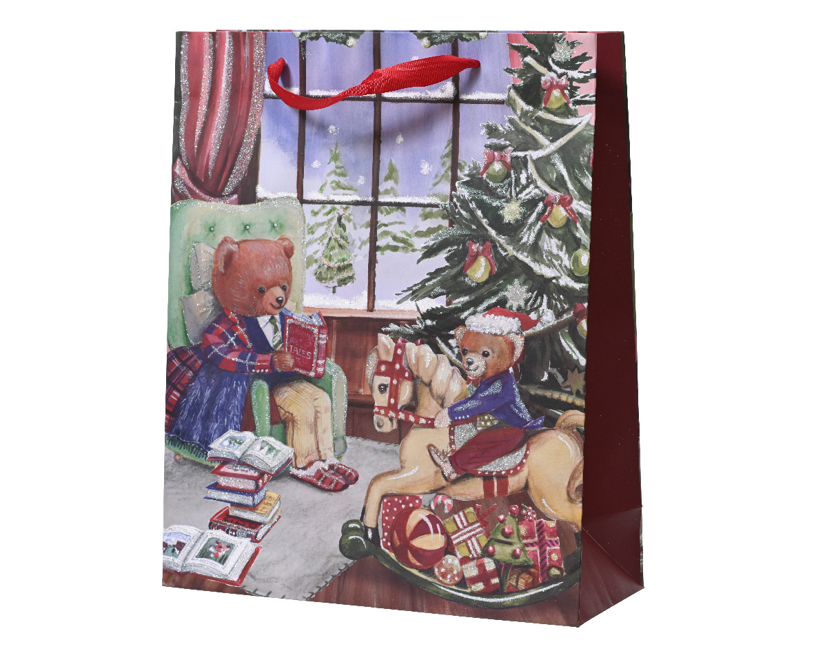 Пакет подарочный Мишки у елки 10х26х32 см 451794 Kmg