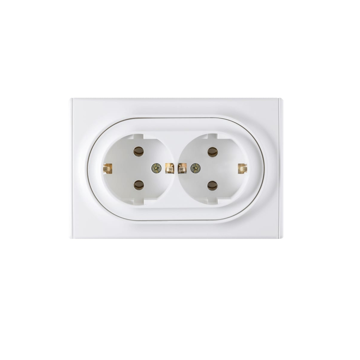 Розетка двойная, в сборе, с заземлением винтовые контакты, цвет белый (серия Florence) арт.1E1040130