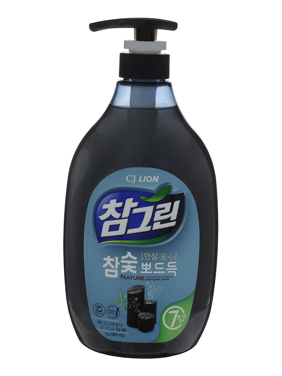 Cредство для мытья посуды CJ LION Chamgreen Древесный уголь 1000гр с дозатором
