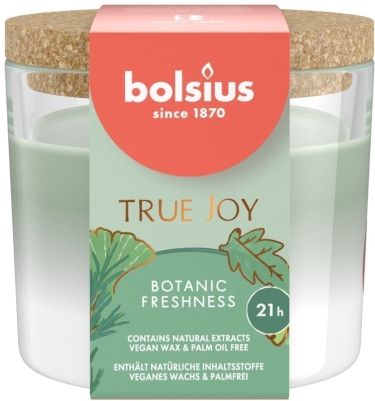Аромасвеча Bolsius в стакане Botanic Freshness 66х83 мм 21 ч.с пробковой крышкой