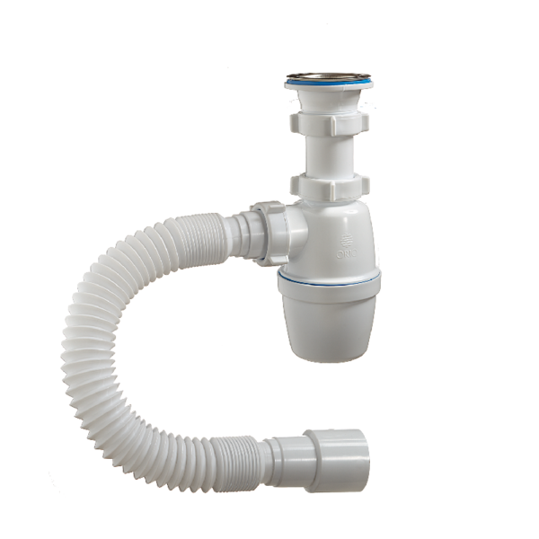 Сифон Орио для раковины нерж.чашка d70 3"1/2*40/50 гофра А-4001